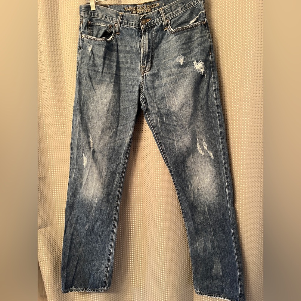 Men's American Eagle Relaxed Straight Leg Distressed Jeans SZ 34/34